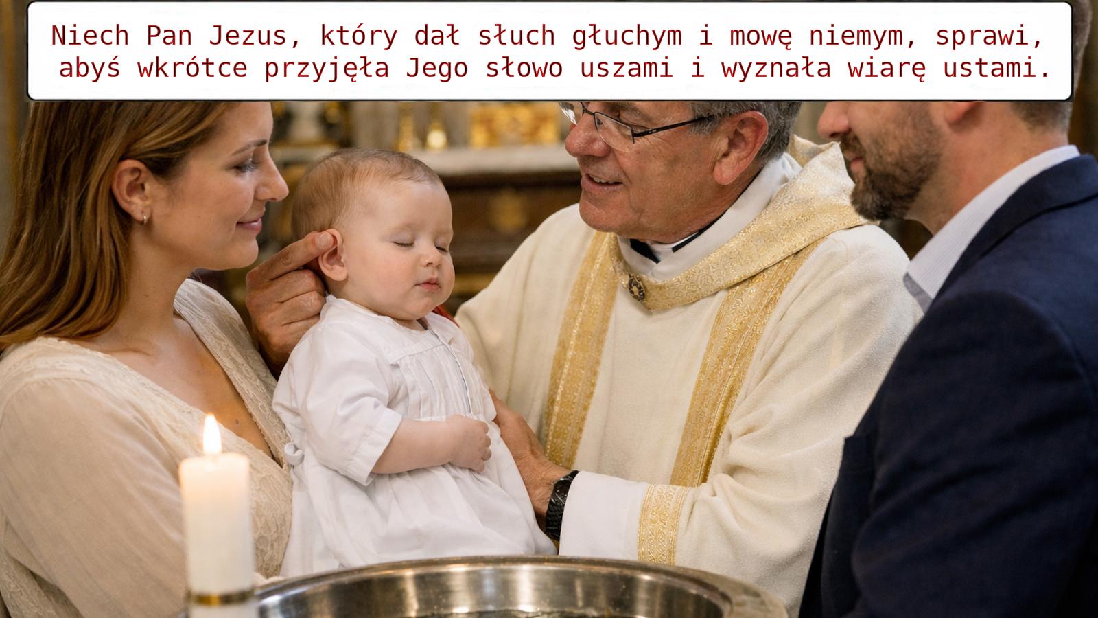 Niech Pan Jezus, który dał słuch głuchym i mowę niemym, sprawi, abyś wkrótce przyjął Jego słowo uszami i wyznał wiarę ustami.