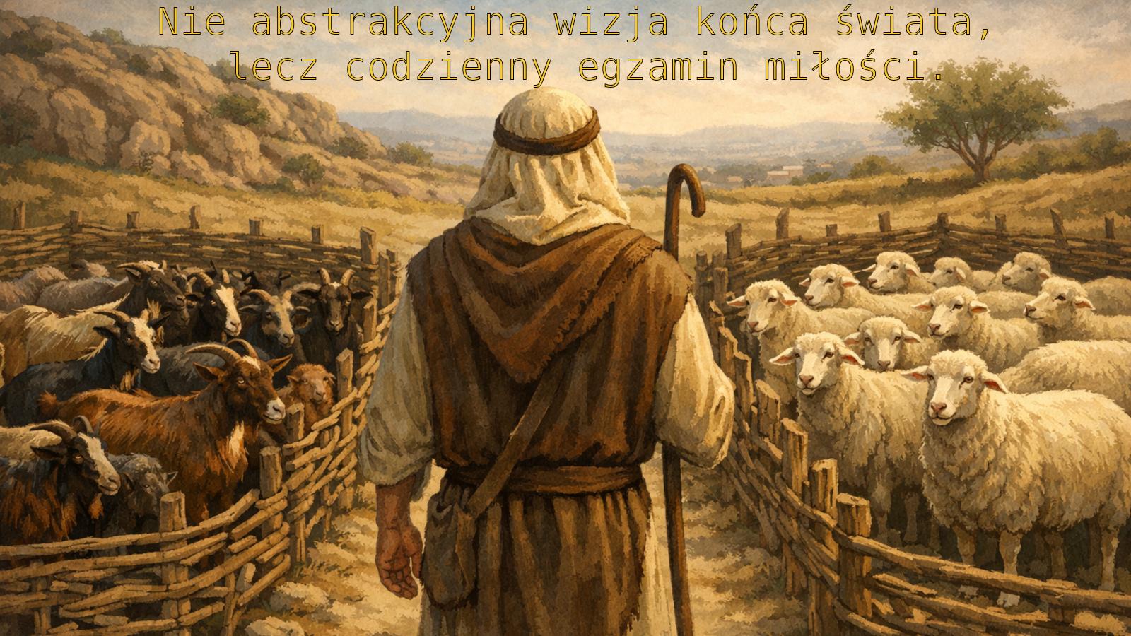 Nie abstrakcyjna wizja końca świata, lecz codzienny egzamin miłości.