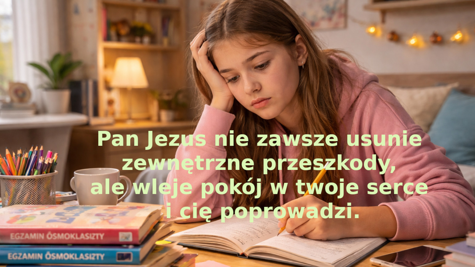 Pan Jezus nie zawsze usunie zewnętrzne przeszkody, ale wleje pokój w twoje serce i cię poprowadzi.