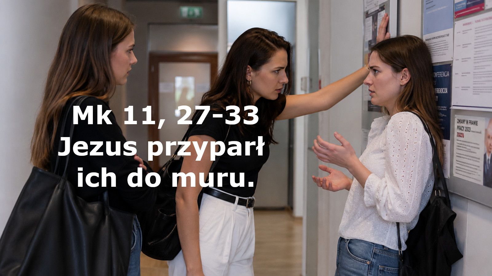 Jezus przyparł ich do muru. – ilustracja do rozważania biblijnego na 30 maja 2026 – Mk 11, 27-33
