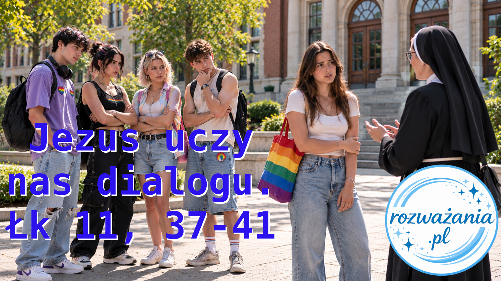 Jezus uczy dialogu. – ilustracja do rozważania biblijnego na 13 października 2026 – Łk 11, 37-41